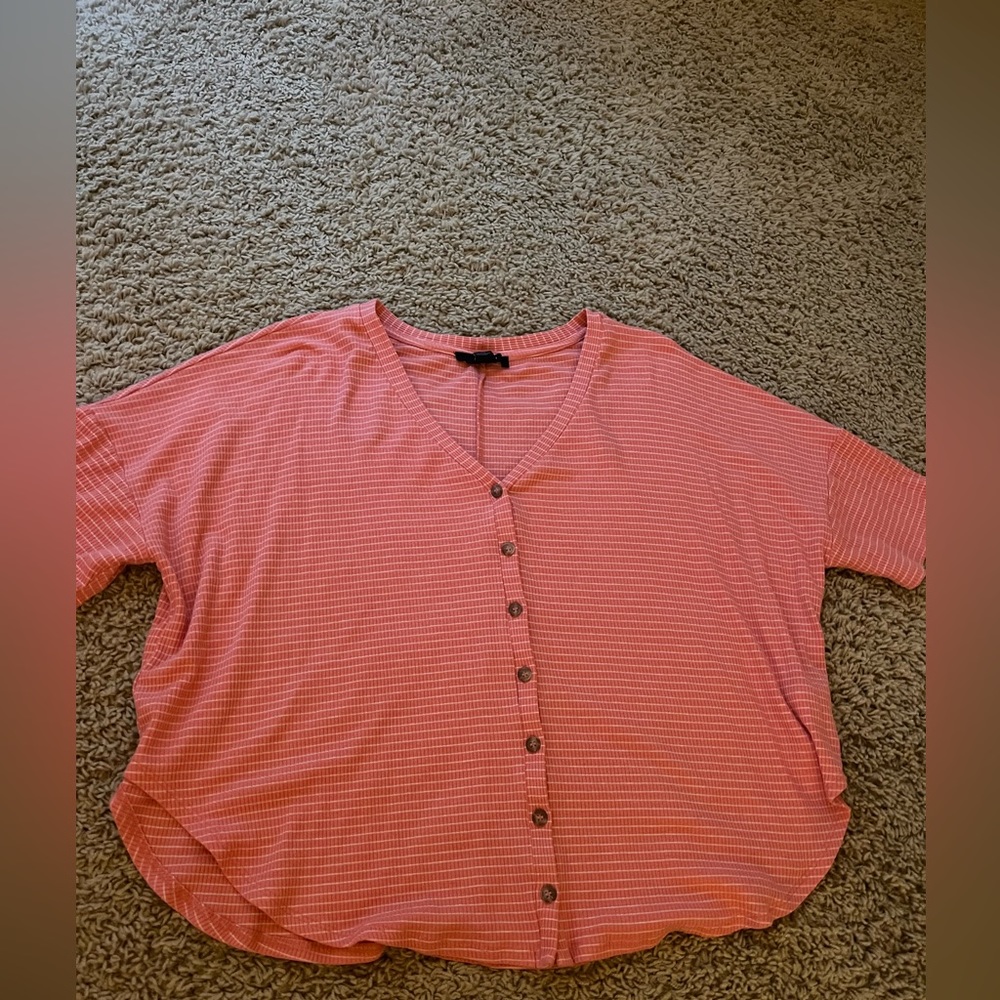 Button Up, Striped Up, Drop Shoulder Shirt
